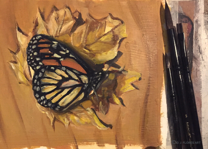 "Maple Monarch Study" Oil on Paper