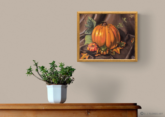 "Pumpkin Decor Still Life" Oil on Canvas