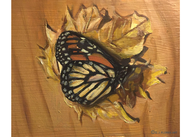 "Maple Monarch Study" Oil on Paper