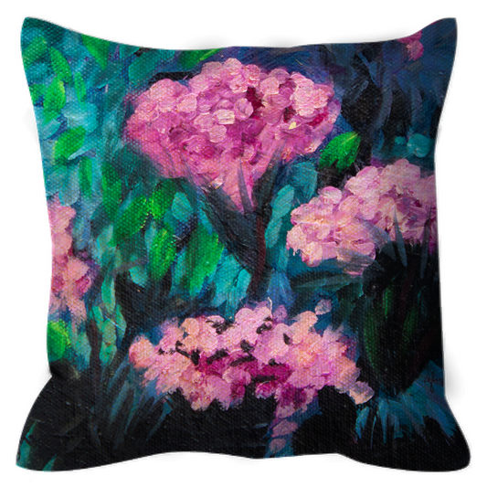 "Hydrangea Bush" Outdoor Pillow